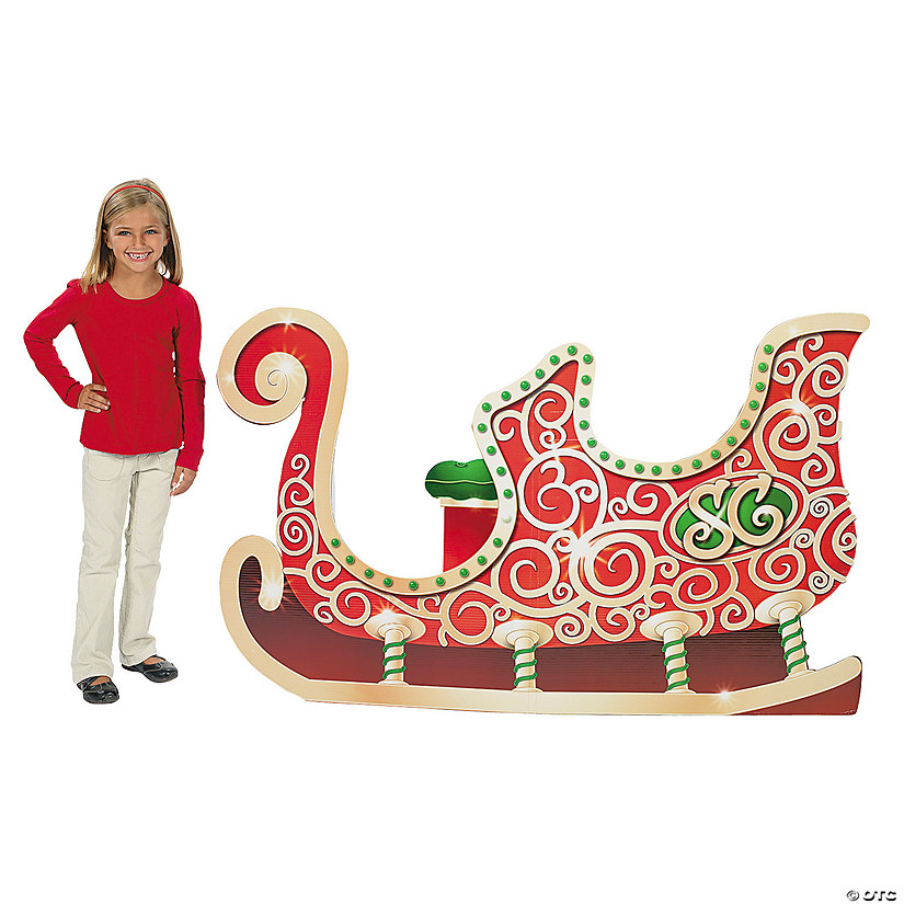 5 Ft. x 37 3/4" Santa's Sleigh Red Cardboard Cutout Stand-Up Image