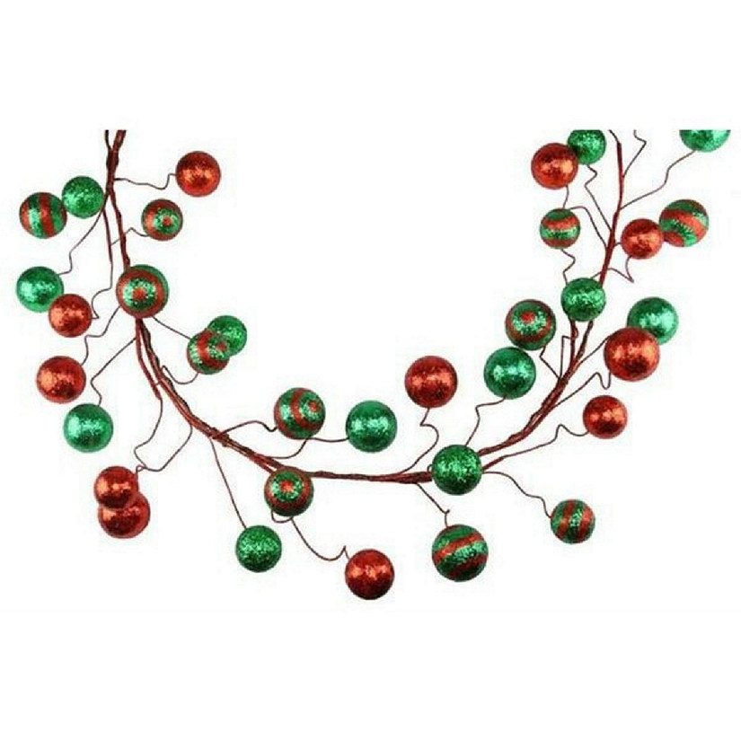 5' Glitter Ball Garland: Red/Emerald Green Image