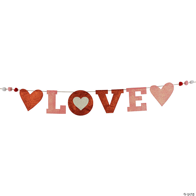 5' Glittered "Love" Valentine's Day Wall Banner Decoration Image