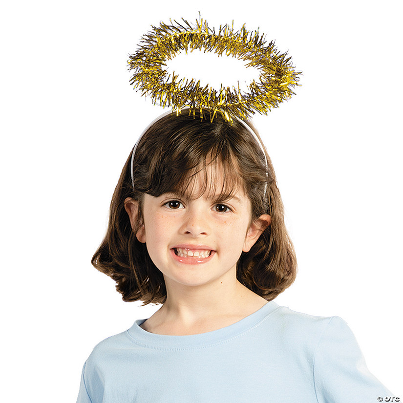 5" Gold Tinsel Angel Halos Plastic Headbands - 12 Pc. Image