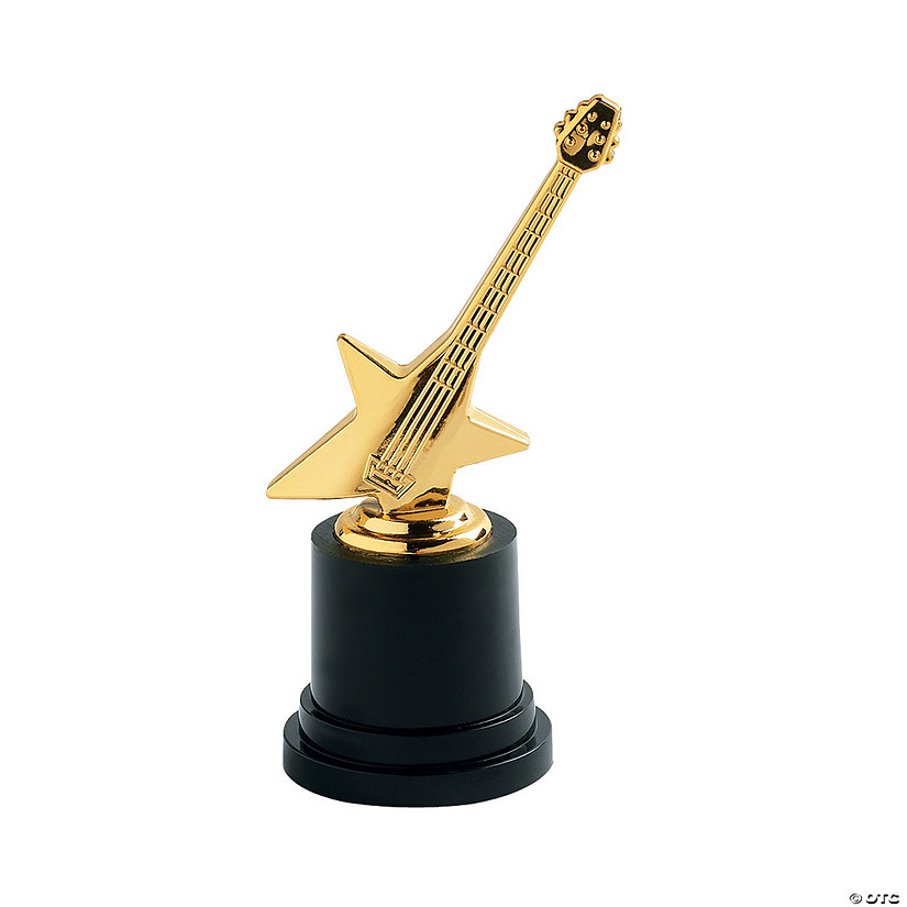 5" Goldtone Guitar Plastic Rock Star Trophies - 12 Pc. Image