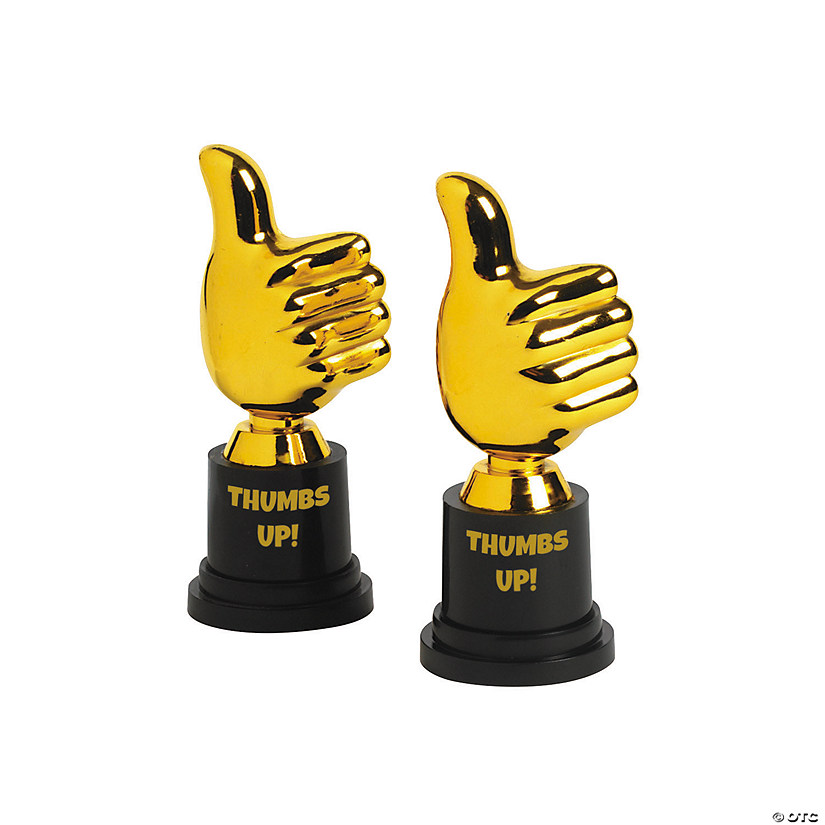 5" Goldtone Thumbs Up Plastic Award Trophies - 12 Pc. Image