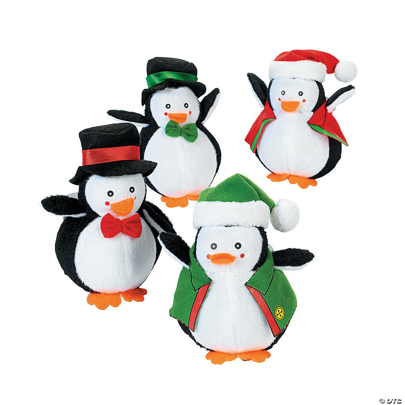 5" Holiday Stuffed Penguins with Hats, Vests & Ties - 12 Pc. Image