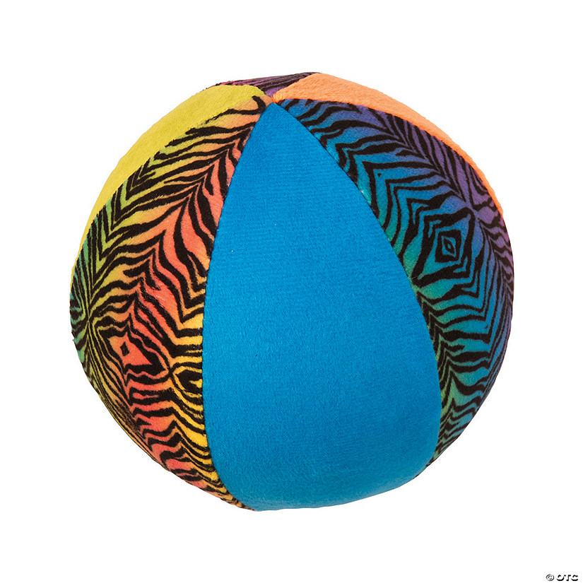 5" Inflatable Plush Neon Animal Print Balls - 4 Pc. Image