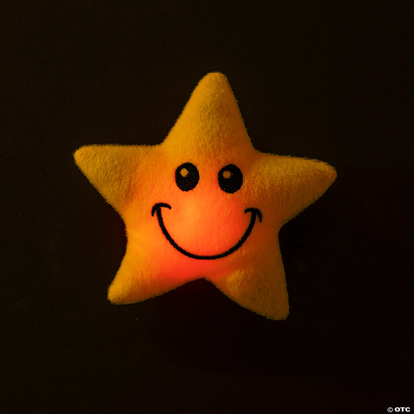 5" Light-Up Yellow Stuffed Smiling Star Plush Toys - 12 Pc. Image