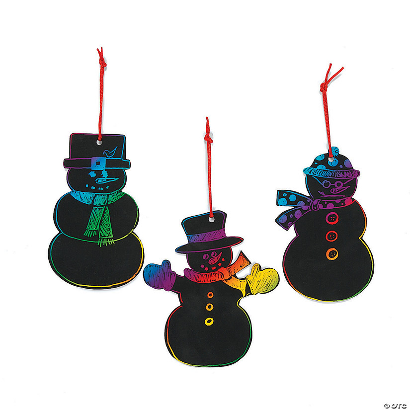 5" Magic Color Scratch Snowman Cardstock Christmas Ornaments - 24 Pc. Image