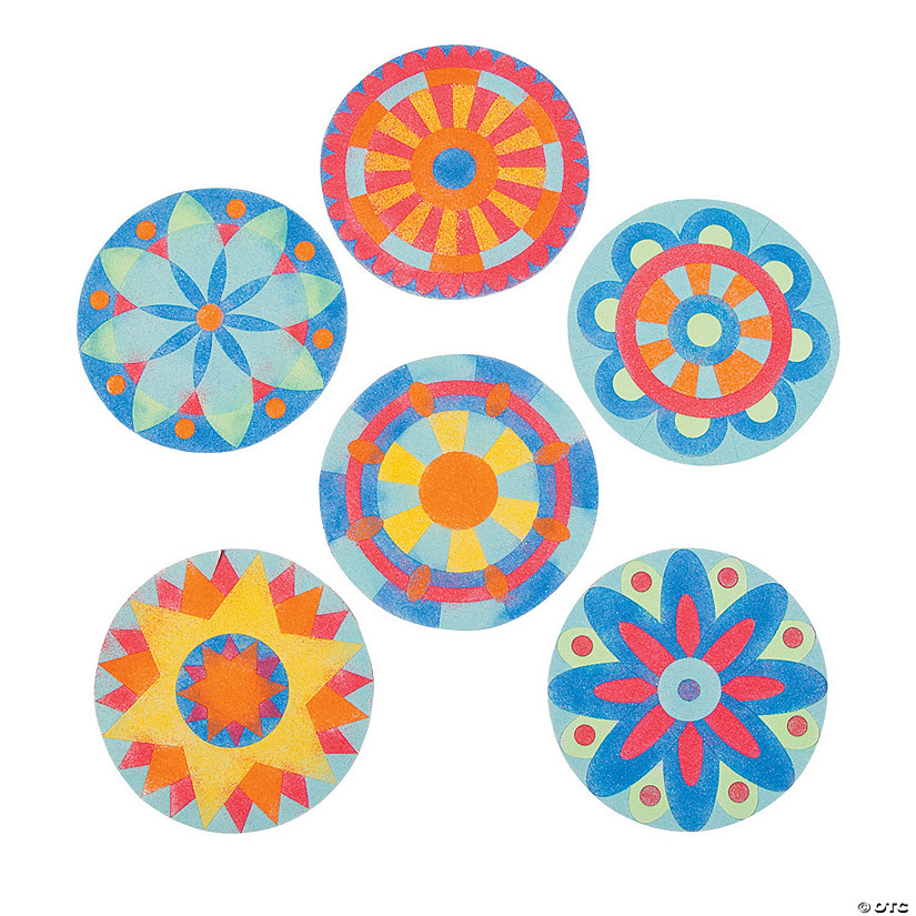 5" Mandala Circle Sand Art Self-Adhesive Cardboard Pictures - 24 Pc. Image