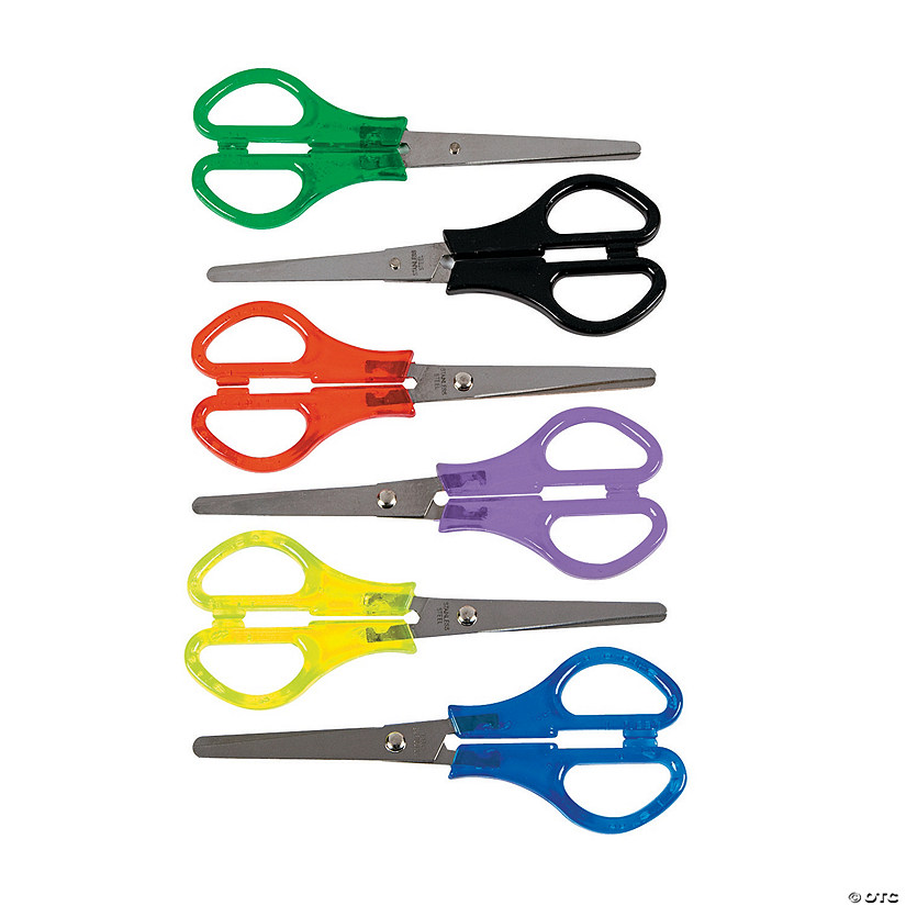 5" Metal School Scissors with Solid Color Plastic Grips - 12 Pc. Image