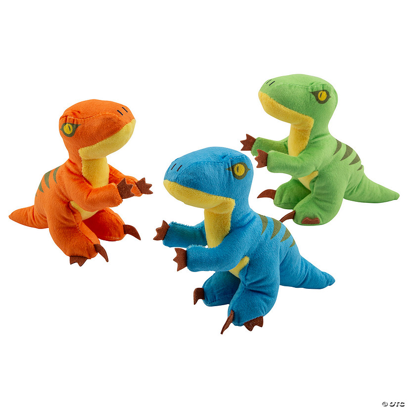5" Multicolored Stuffed Dinosaur Velociraptors - 12 Pc. Image