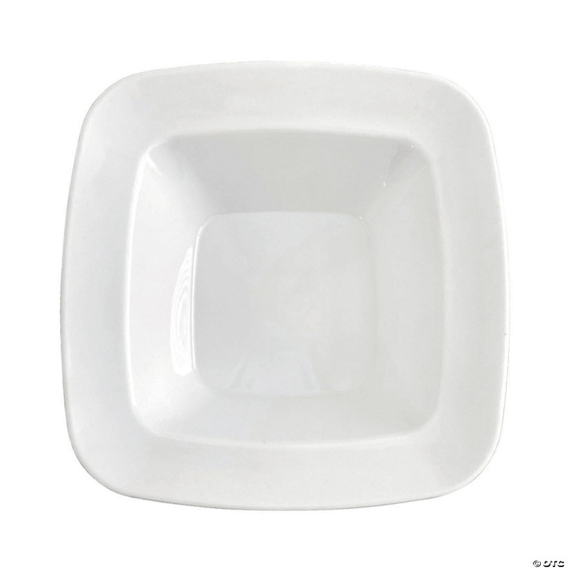 5 oz. Solid White Rounded Square Disposable Plastic Dessert Bowls (120 Bowls) Image