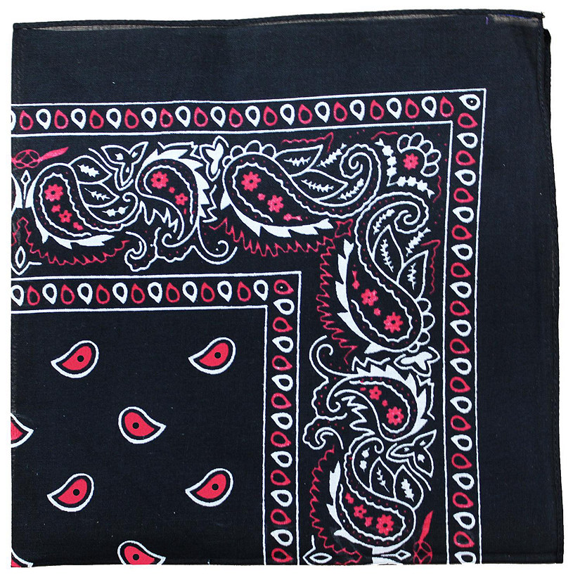 5 Pack Mechaly Dog Bandana Neck Scarf Paisley Cotton Bandanas - Any Pets (Black and Red) Image