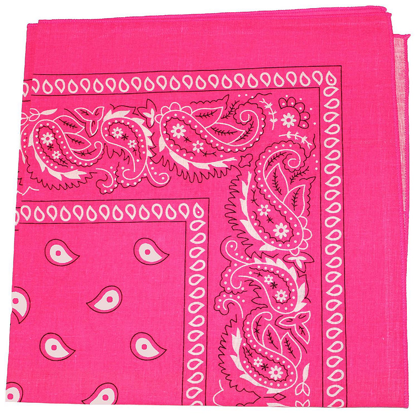 5 Pack Mechaly Dog Bandana Neck Scarf Paisley Cotton Bandanas - Any Pets (Neon Pink) Image