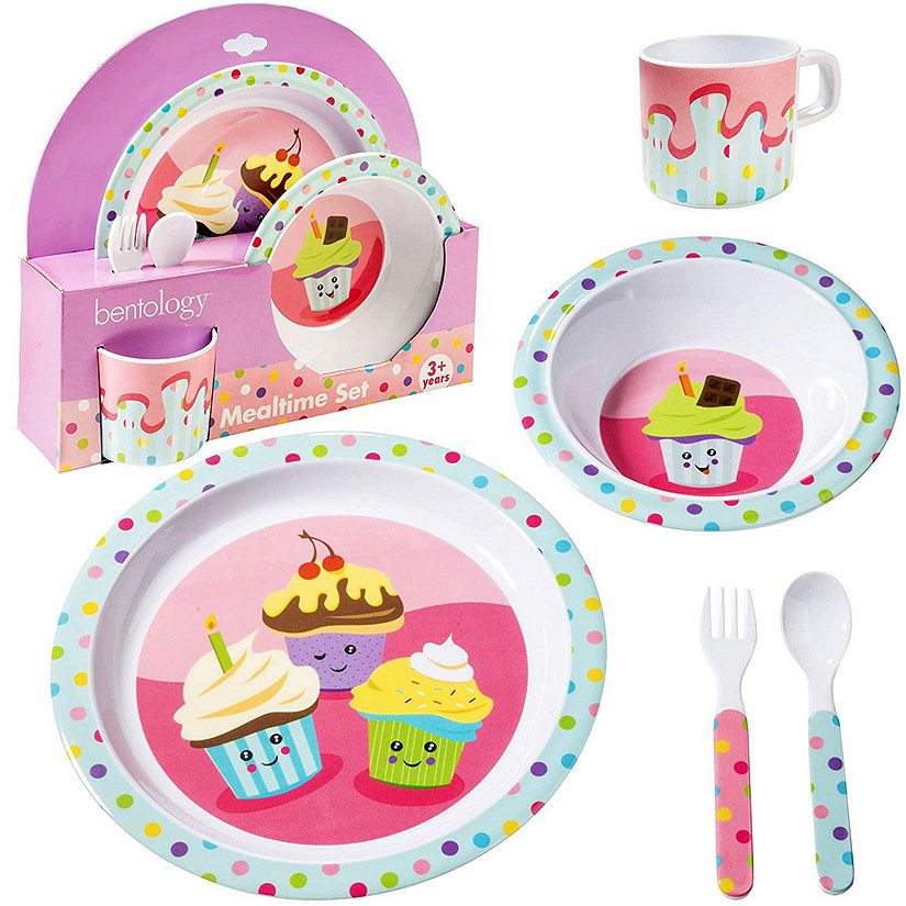 5 Pc Mealtime Feeding Set for Kids and Toddlers - Cupcake Image