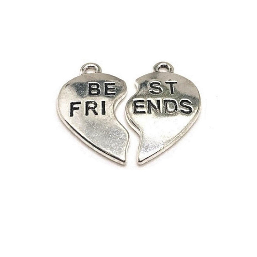5 Sets Silver Best Friends Heart Charms Image