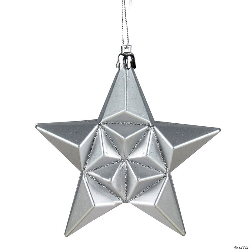 5" Silver Splendor Shatterproof Star Christmas Ornaments, 12 Count Image