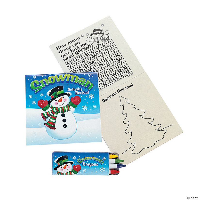 5" Snowman Paper Activity Booklets with 4-Color Crayons - 12 Pc. Image