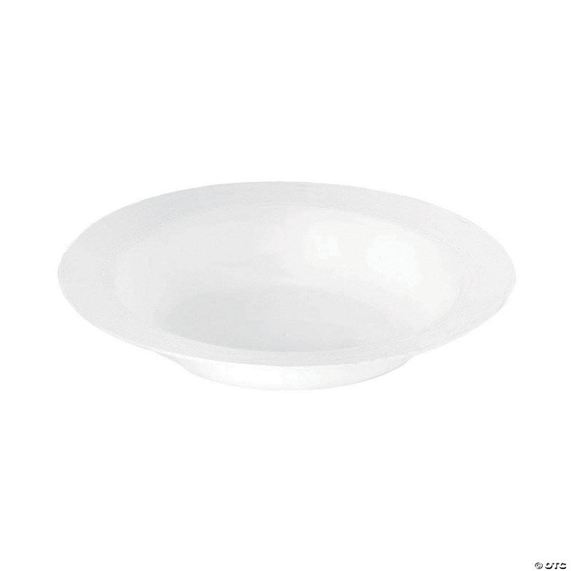 5" Solid White Edge Rim Round Disposable Plastic Dessert Bowls (120 Bowls) Image