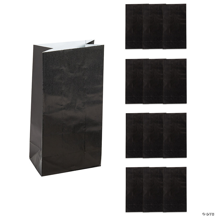 5" x 10" Black Paper Treat Bags - 12 Pc. Image
