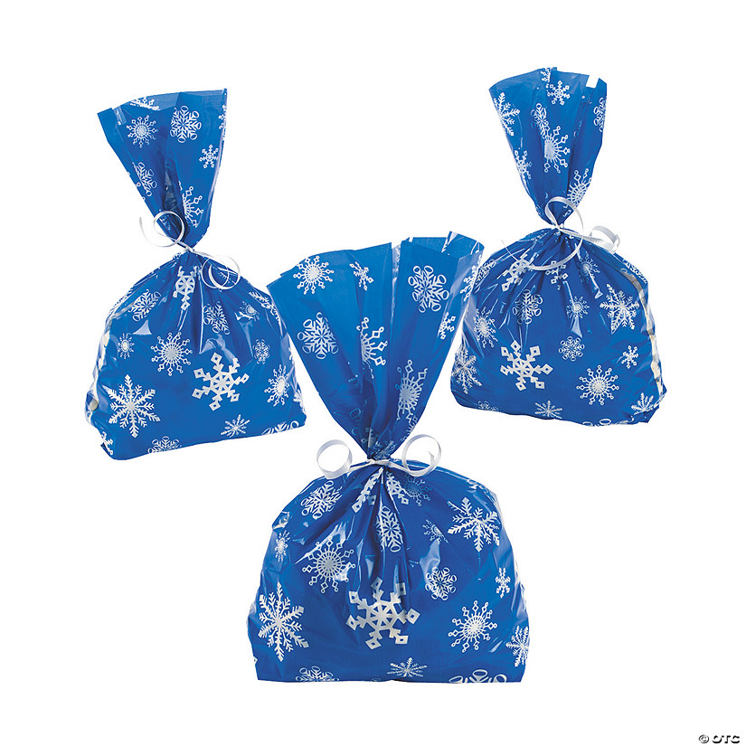 5" x 11 1/2" Blue Snowflake Cellophane Bags - 12 Pc. Image