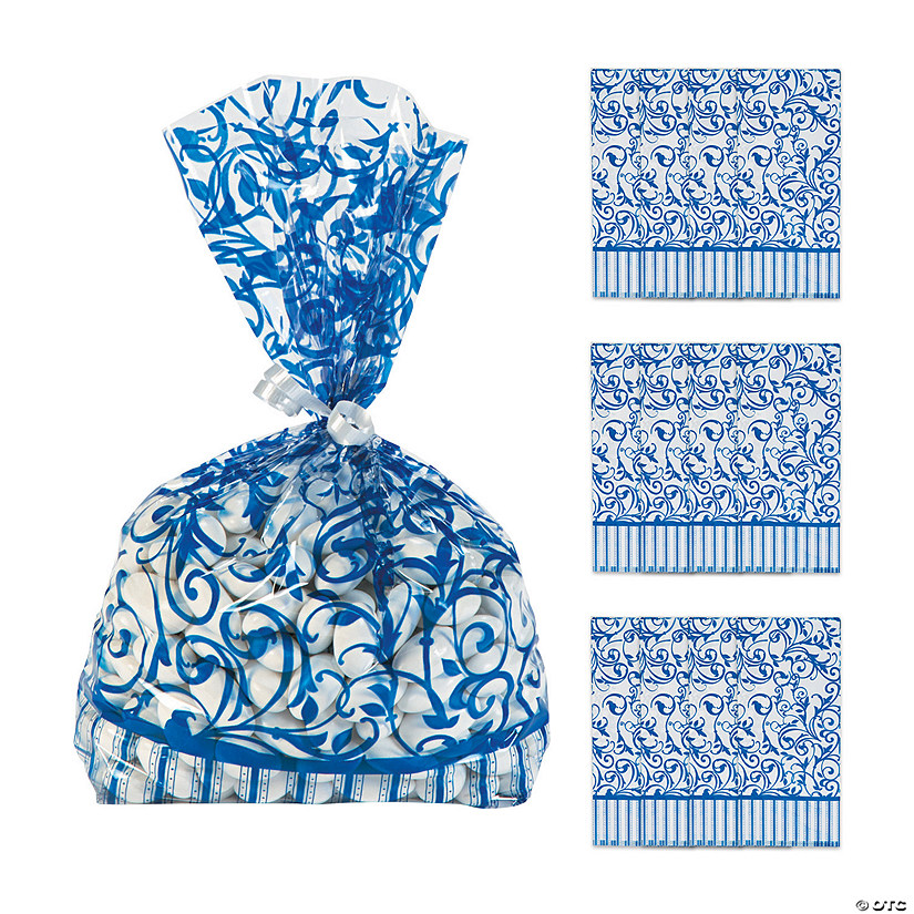 5" x 11 1/2" Blue Swirl Cellophane Treat Bags - 12 Pc. Image