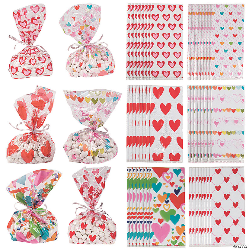 5" x 11 1/2" Bulk 144 Pc. Valentine&#8217;s Day Cellophane Bag Assortment Image
