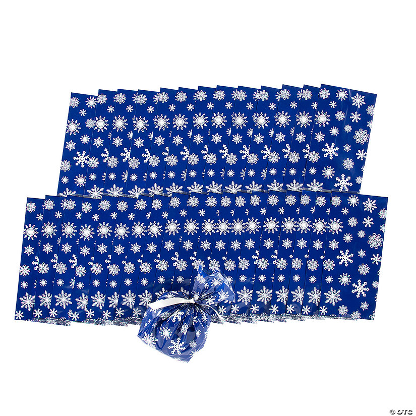 5" x 11 1/2" Bulk 240 Pc. Blue Snowflake Cellophane Bags Image