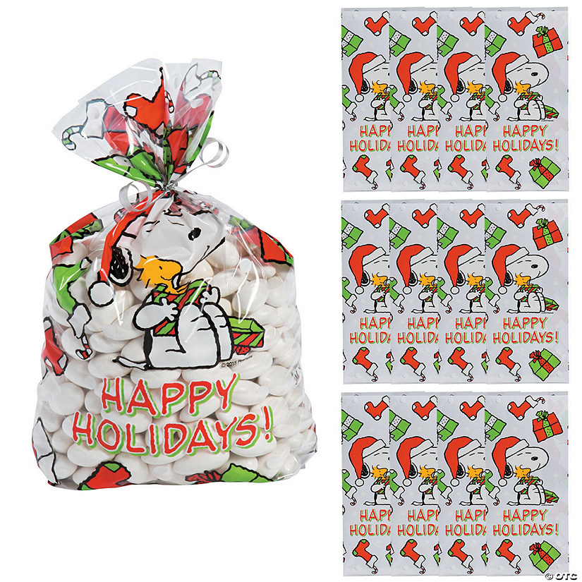 5" x 11 1/2" Peanuts&#174; Christmas Cellophane Bags - 12 Pc. Image