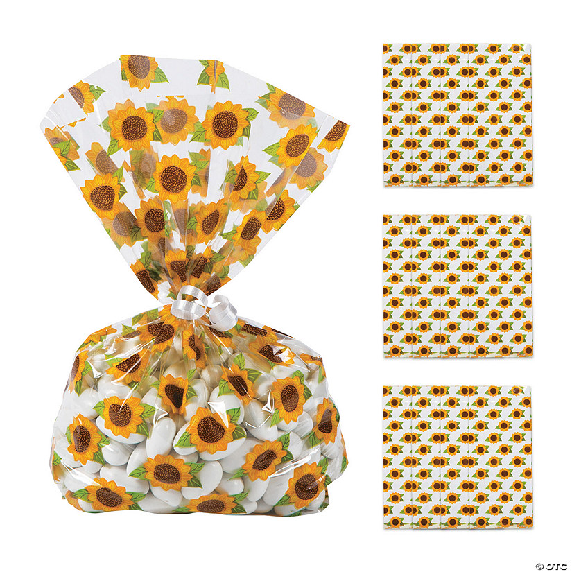 5" x 11 1/2" Sunflower Cellophane Treat Bags - 12 Pc. Image