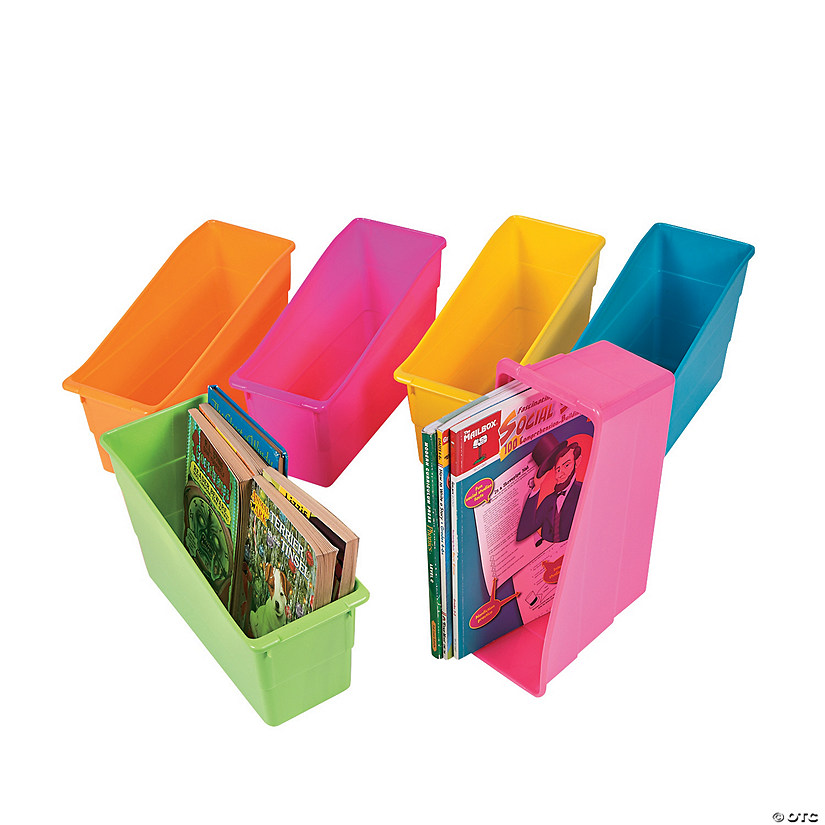 5" x 12 1/2" x 7 1/4" Neon Colors Classroom Book Bins - 6 Pc. Image