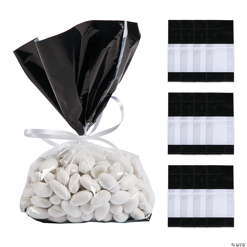 5" x 2 1/2" x 11" Medium Black Banded Cellophane Bags - 12 Pc. Image