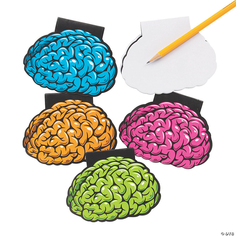 5&quot; x 3 3/4&quot; 25 pg. Brain-Shaped Multicolor Paper Notepads - 24 Pc. Image