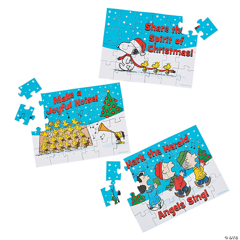 5" x 4 1/4" Mini Peanuts&#174; Christmas Inspirational Cardboard Jigsaw Puzzles - 12 Boxes Image