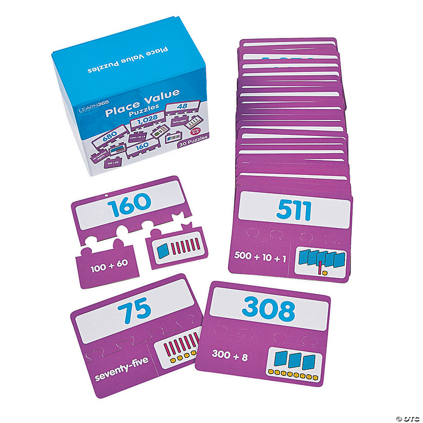 5" x 4" Self-Checking Cardboard Place Value Puzzles - 30 Pc. Image