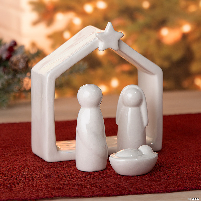 5" x 5 1/4" Nativity Ceramic Christmas Tabletop Decoration Set 4 Pc.