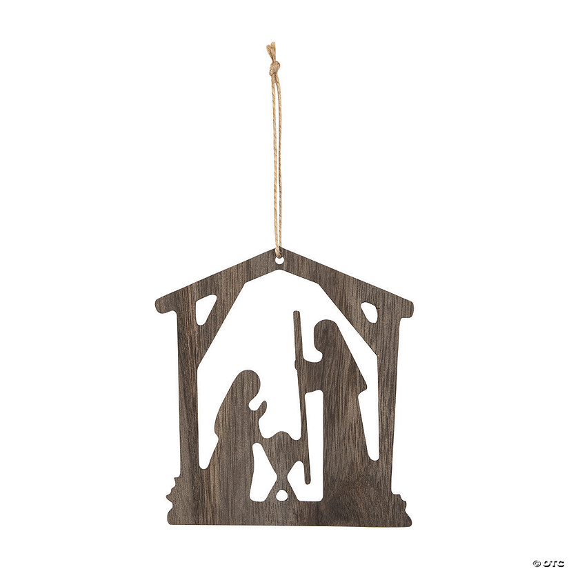 5" x 5 1/4" Rustic Holy Family Nativity Silhouette Wood Christmas Ornaments - 12 Pc. Image