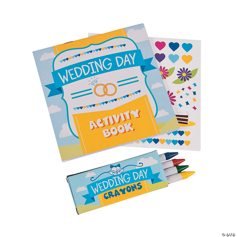 5" x 5" Wedding Day Activity Books with Stickers & Crayons - 12 Sets Image