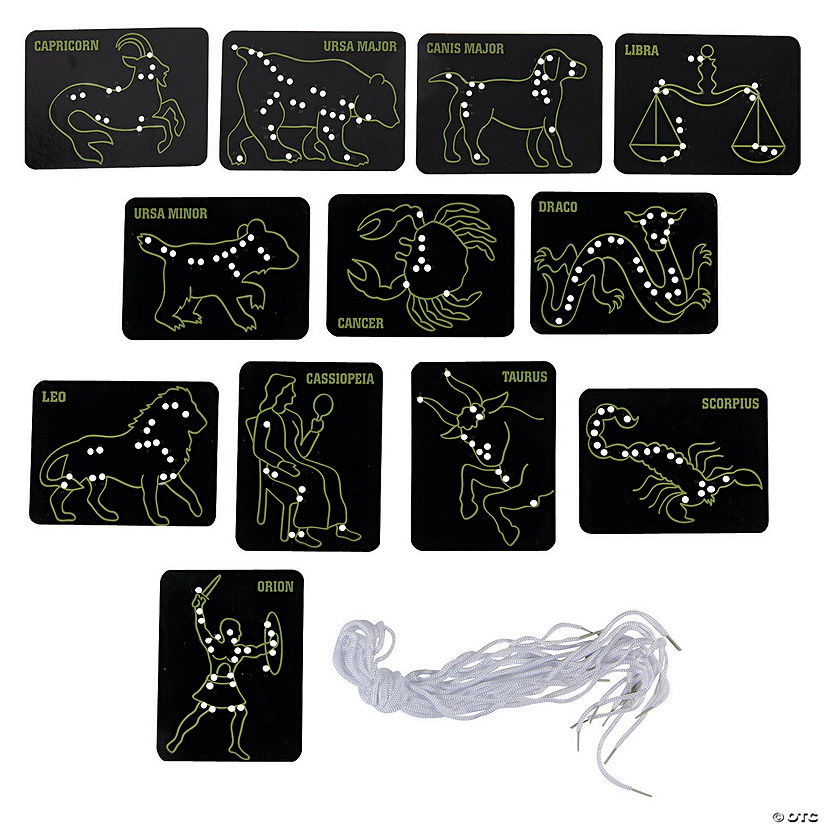 5" x 6 1/2" Glow-in-the-Dark Lacing Cardboard Constellation Cards - 24 Pc. Image