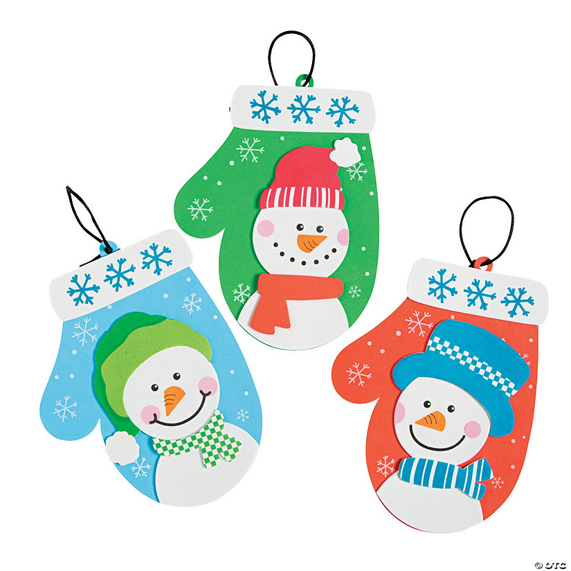 5" x 6 1/2" Snowman Mitten Christmas Ornament Craft Kit - Makes 12 Image