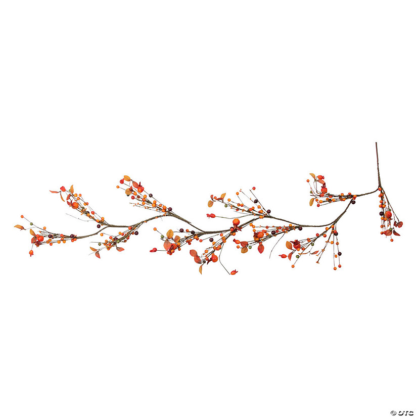 5' x 6" Autumn Harvest Berries and Leaves Rustic Twig Artificial Thanksgiving Garland - Unlit Image