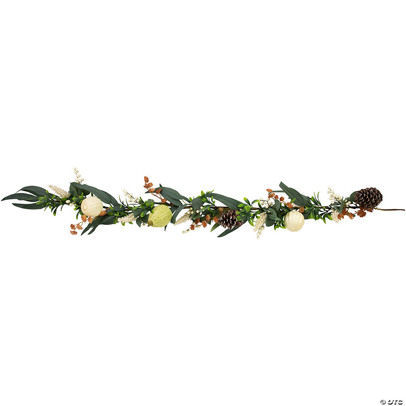 5' x 6" Green Gourds and Foliage Artificial Fall Harvest Garland - Unlit Image