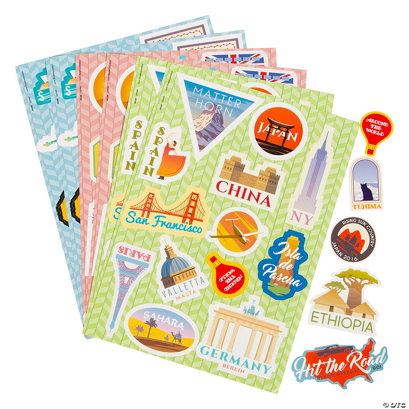 5" x 7" Around the World Paper Sticker Sheets - 24 Pc. Image