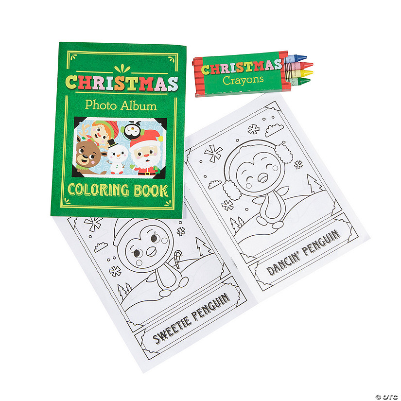 5" x 7" Christmas Paper Coloring Books with 4-Color Crayons for 12 Image