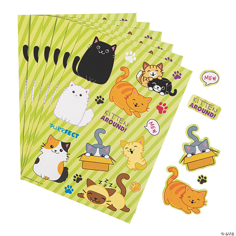 5" x 7" Kitten Around Cute Cat Paper Sticker Sheets - 24 Pc. Image