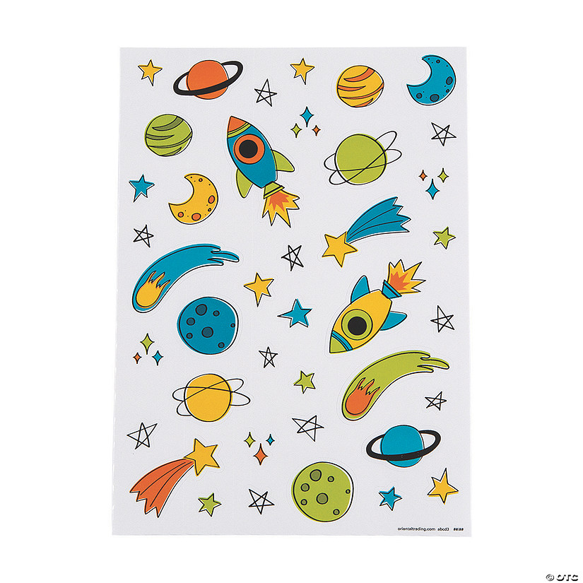 5" x 7" Multicolor Trendy Outer Space Paper Sticker Sheets - 24 Pc. Image