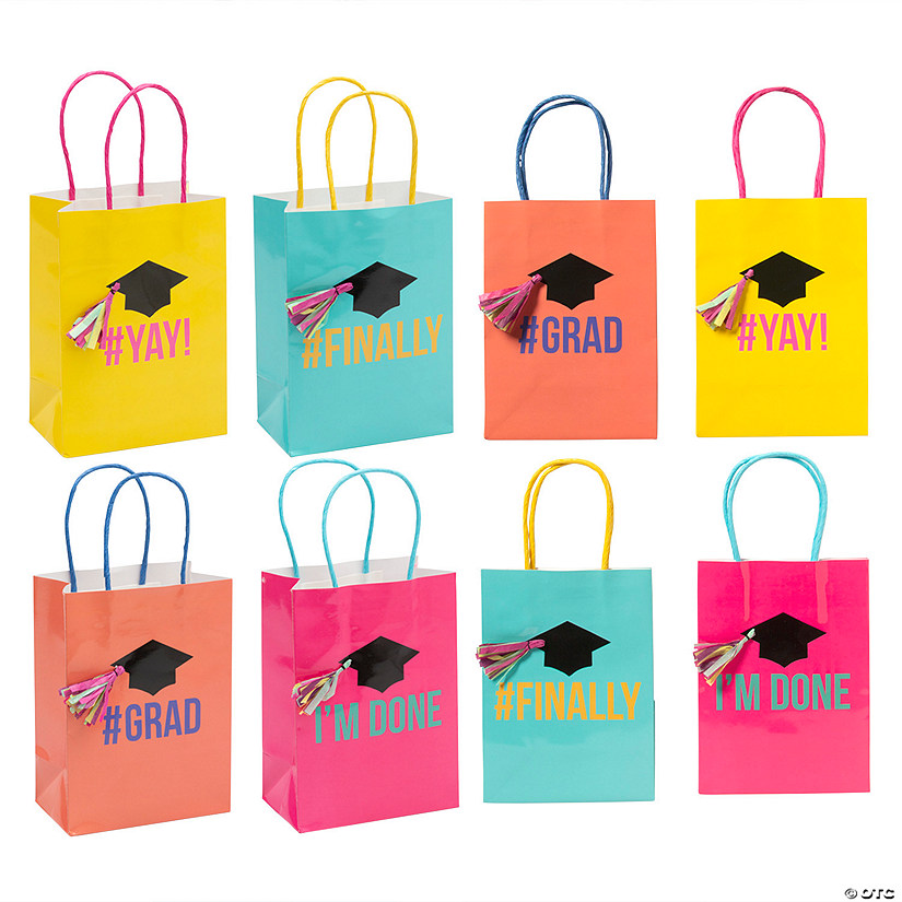 5" x 7" Small Congrats Girl Grad Party Paper Gift Bags - 4 Pc. Image
