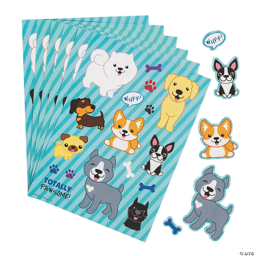 5" x 7" Totally Pawsome Puppy Dog Paper Sticker Sheets - 24 Pc. Image