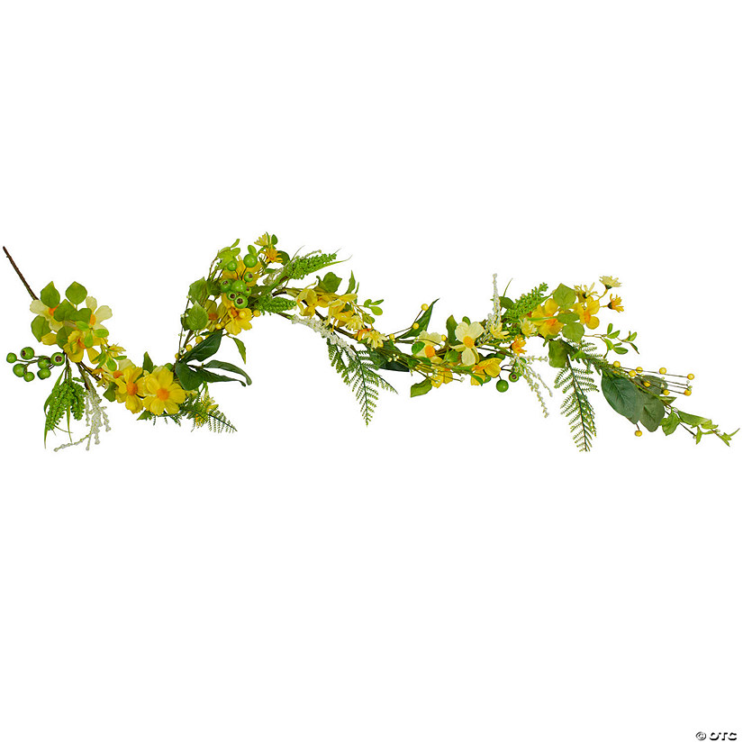 5' Yellow Daisy and Berry Floral Spring Garland Image