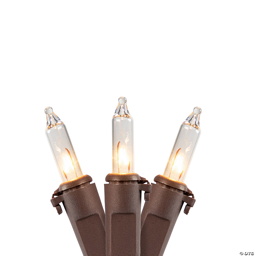 50-Count Clear Mini Christmas Light Set - 10' Brown Wire Image