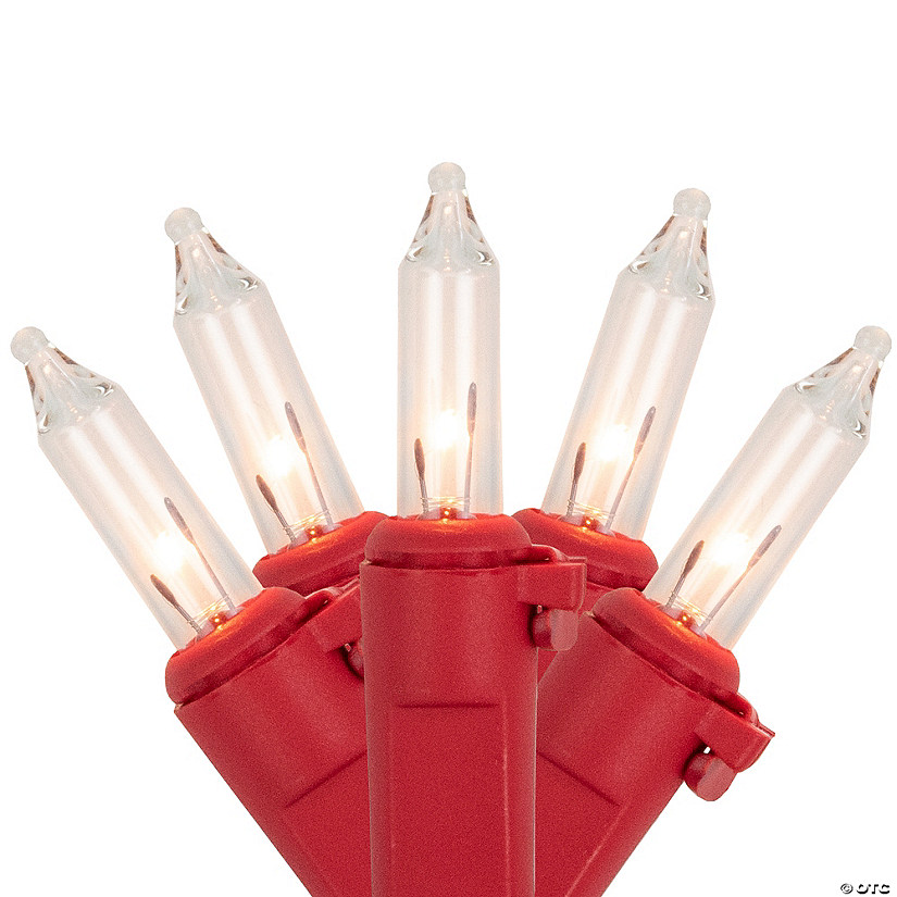 50Count Clear Mini Christmas Light Set 10ft Red Wire Oriental Trading