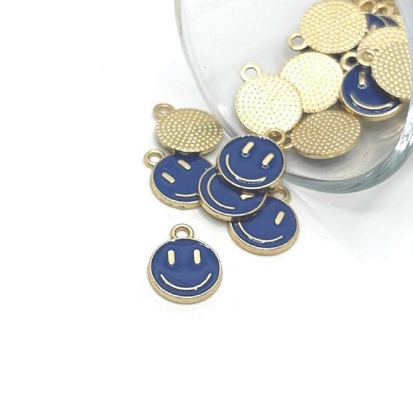 50 Dark Blue Smiley Face Charms Image